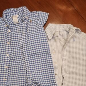 Ralph Lauren Baby Blue Gigham shortalls / rompers